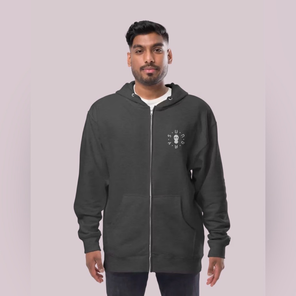 Independent Trading Company Tell Your Cat Embroidered Zip Up Hoodie Size M New